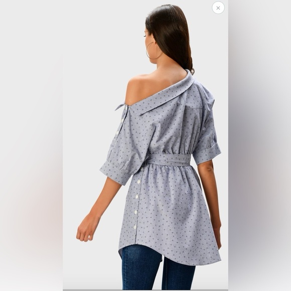 Zapelle unique artistic style top with tie belt cuffed sleeves size XS - Picture 3 of 12